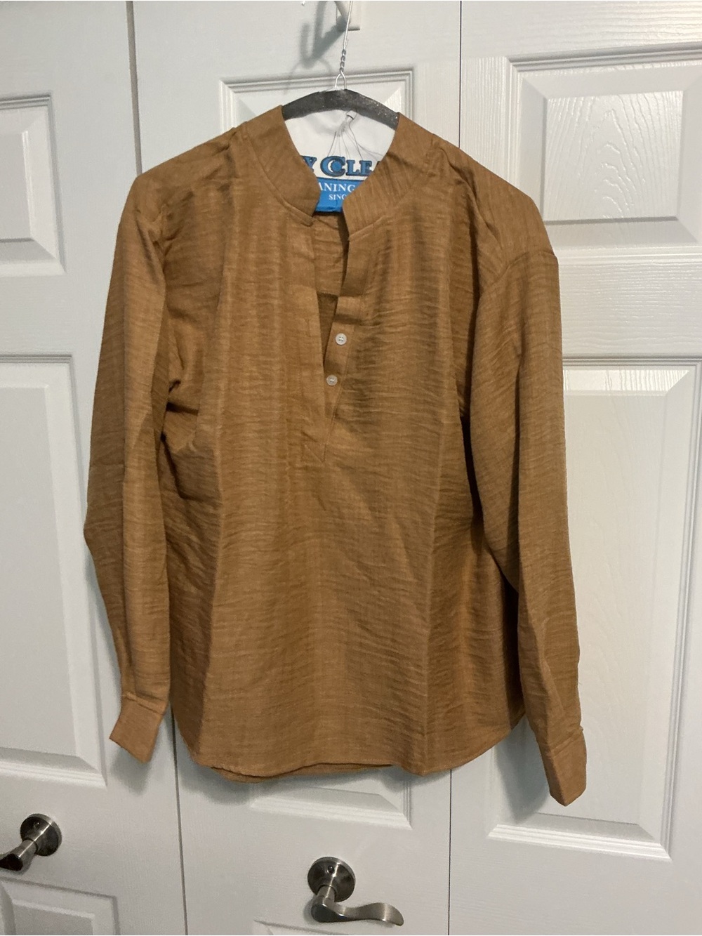 Mandarin Collar Top in Rich Brown